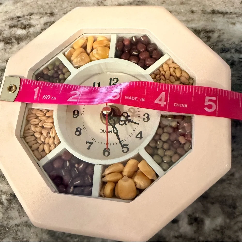Decorative Octagonal Grains Seeds Kitchen Clock